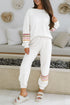 Striped Sleeve Drop Shoulder Pullover Drawstring Jogger Set